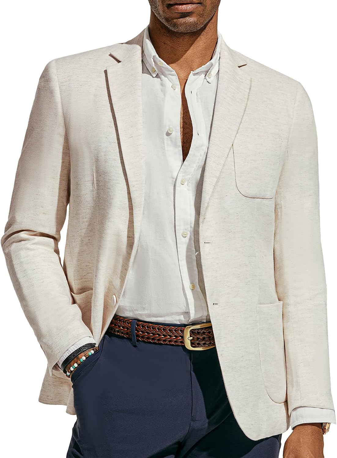 Blazer Linen Casual Sport Coats Lightwieght Suit Jacket image 1